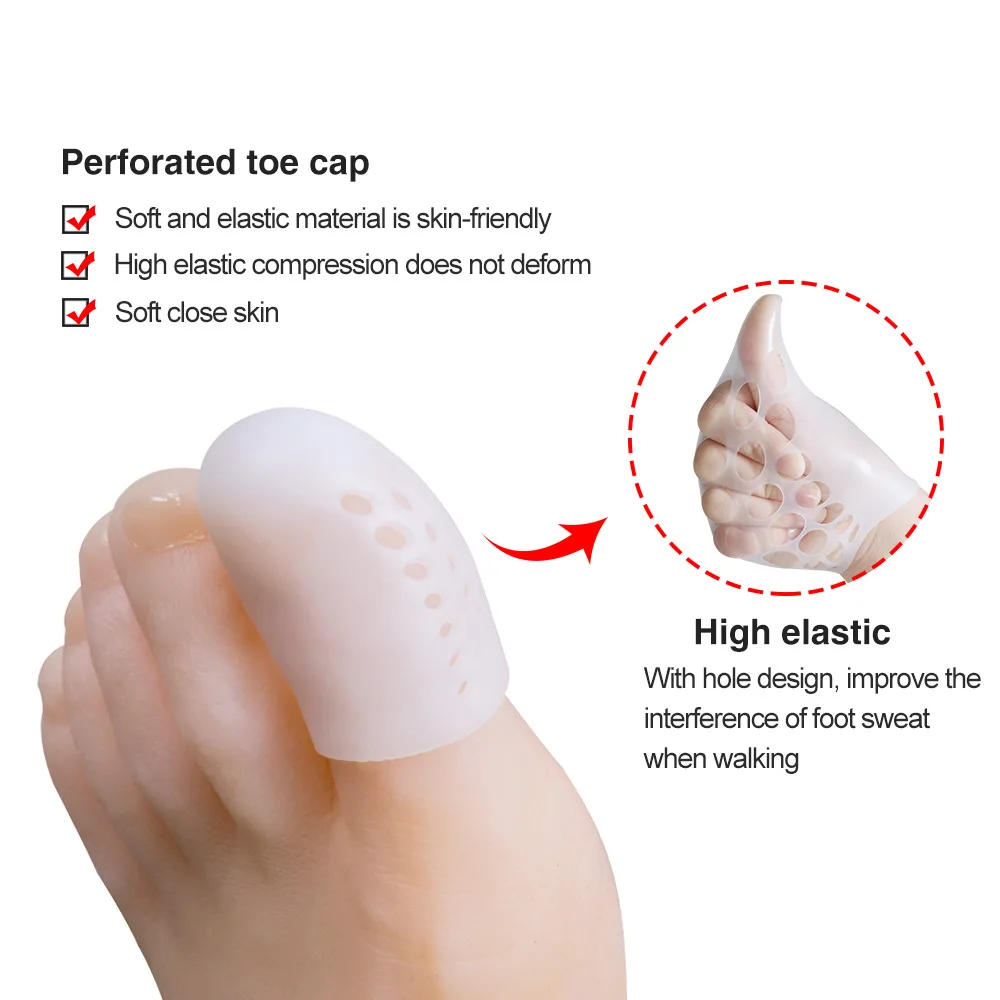 Toe Separators Manicure Pedicure Tools Toe Protector 6pcs Soft Big Toe Protector Silicone Toe Covers Tube With Holes For Corns Calluses Blister Separators Foot Care Tool D2979
