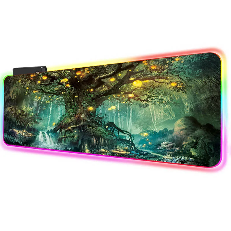 XGZ дерево RGB большой игровой коврик для мыши геймерский компьютерный коврик большой коврик с светодиодный подсветкой для клавиатуры стол Mause ковер