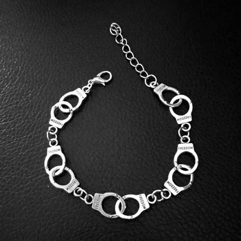 

Silver Plated Trendy Charm Handcuffs Plated Elastic Beads Bracelet Handcuffs Bangles Jewelry For Women Men