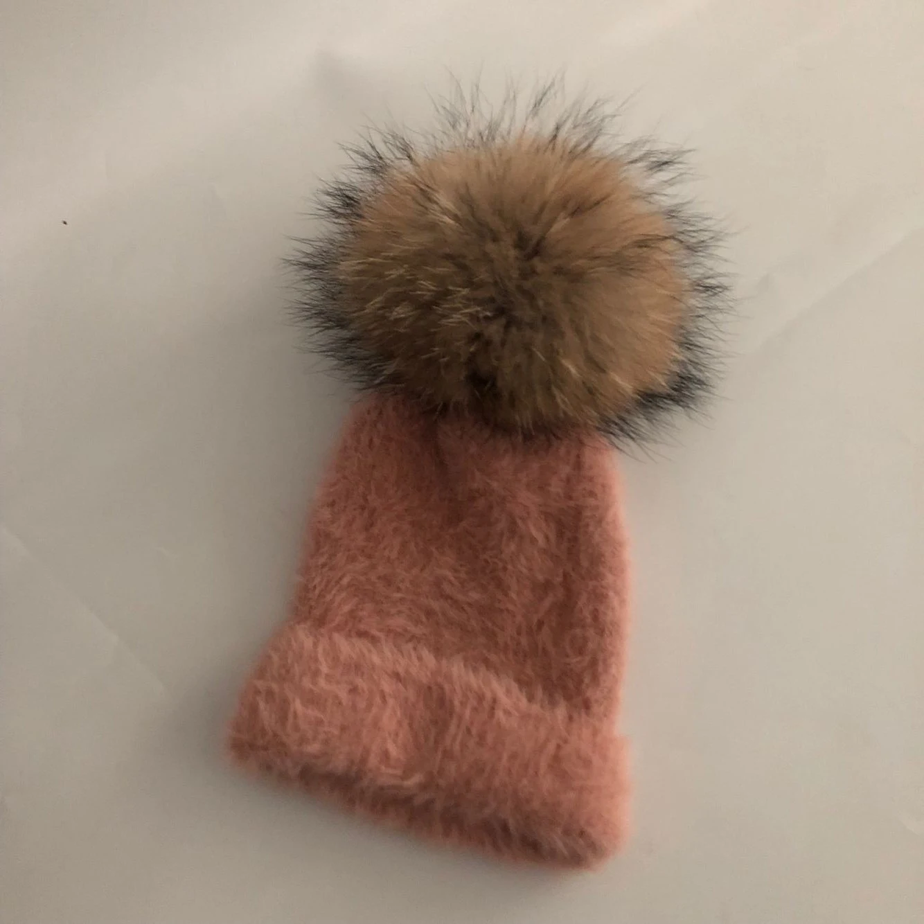 Children Pink Модные новые шапки с помпонами из натурального Лисьего меха норки для женщин и детей; Зимняя шерстяная теплая Повседневная шапка Skullies Beanies из меха норки для девочек - Цвет: Children Pink