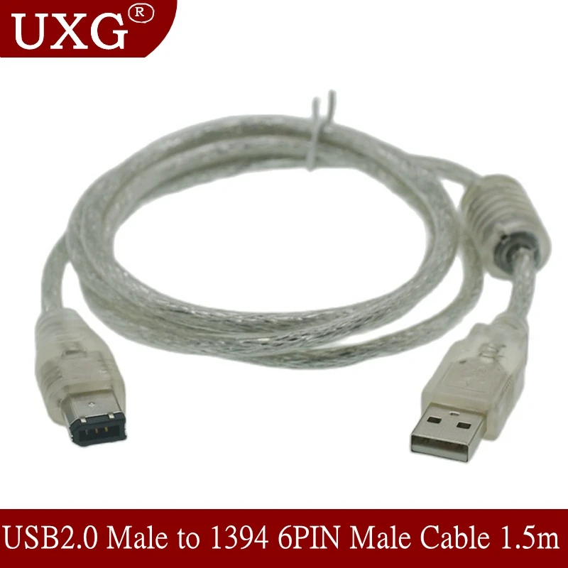 1 X Firewire 1394 Male To USB 2.0 Male Adaptor Convertor Cable Cord 1.5M