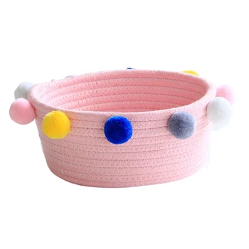 

Cotton Rope Storage Basket Hair Balls Woven Finishing Box Dirty Clothes Laundry Baskets Desktop Sundries Organizer