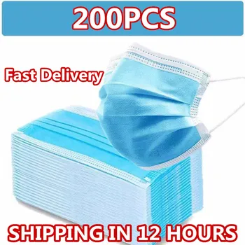 

Fast Shipping！Disposable Mondmasker Earloop Face Mouth Masks Mouth Mask Non-woven Melt Blown 3-layer Mascarilla mascarilas