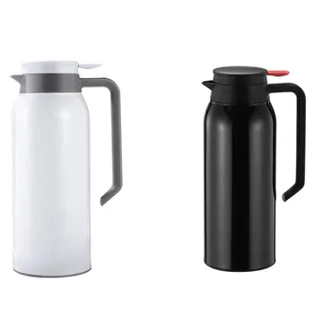 

2x Stainless Steel Vacuum Flask Thermal Jug Portable Hot Water Pitcher 1.5L Double Wall Insulated Bottle Black & White