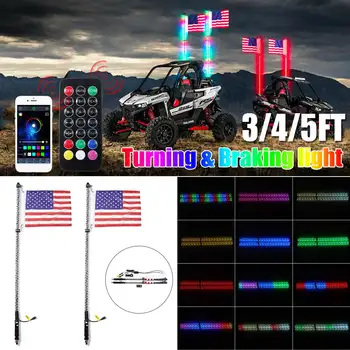 

Max 133W 3/4/5FT RGB Waterproof Bendable Wireless Remote Control Super Bright LED Flagpole Lamp Light DC12V+America Flag