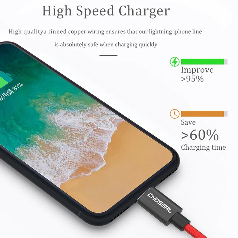 CHOSESAL Lightning Кабель MFi Сертифицированный для iPhone 11 X Xs USB кабель для зарядки и передачи данных для iPhone 8 7 6Plus USB шнур для зарядки