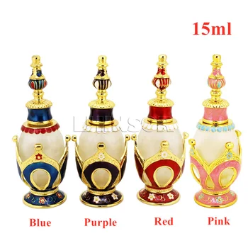 

15ml Arabic Style Antiqued Alloy Metal Perfume Bottle Royal Essential Oils Bottles with Dropper Middle East Doterra Container