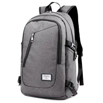 

Hiking Travel With External USB Port Large Capacity Outdoor Sports Climbing Korean Style Zipper Closure Nylon Laptop Backpack