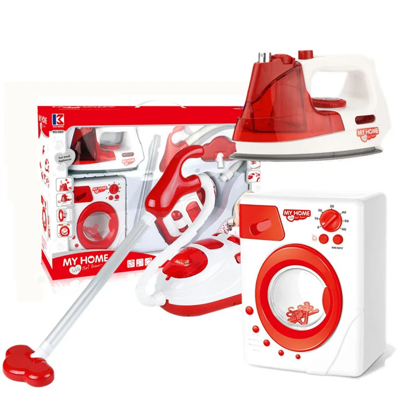 

Model Small Appliances Series Simulation Life Large Size Educational Play House Toys Iron Vacuum Cleaner Washing Machine Set