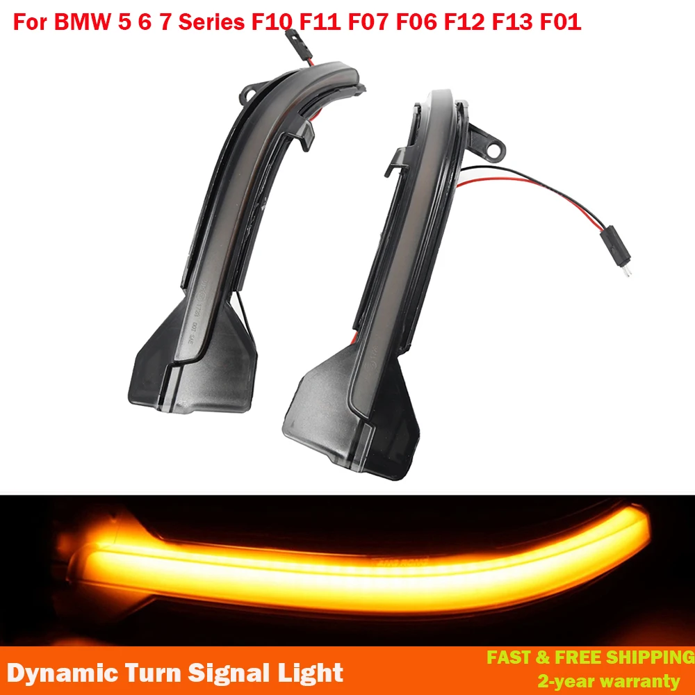 

2Pcs For BMW 5 6 7 Series F10 F11 F07 F06 F12 F13 F01 Dynamic Turn Signal LED Rearview Mirror Indicator Blinker Sequential Light
