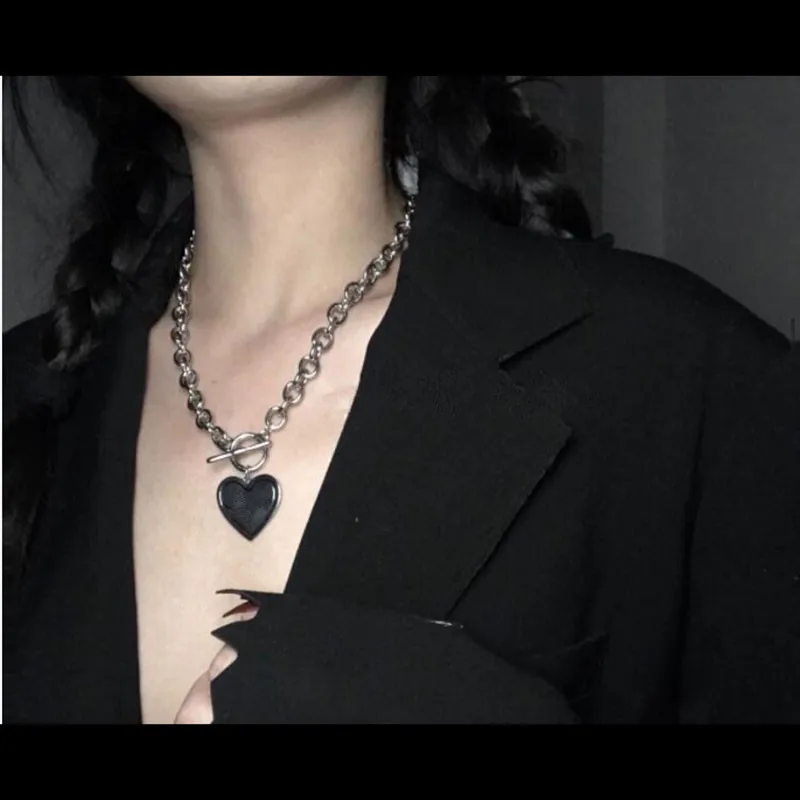 Ожерелье egirl в стиле Харадзюку толстая цепочка с надписью love heart модные