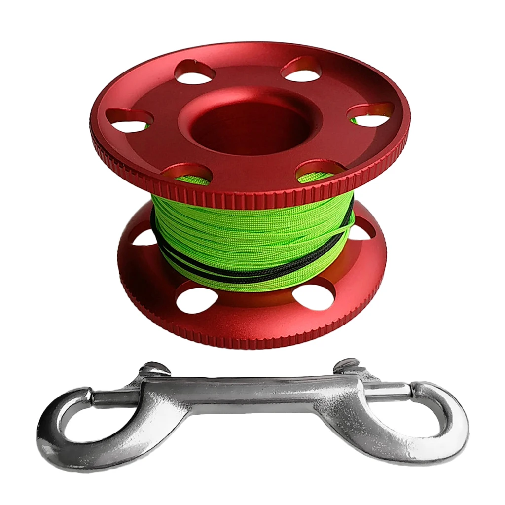 Elastic Finger Spool Reel Line with Steel Double End Snap Swivel Connector Scuba Diving Finger Spool Set 