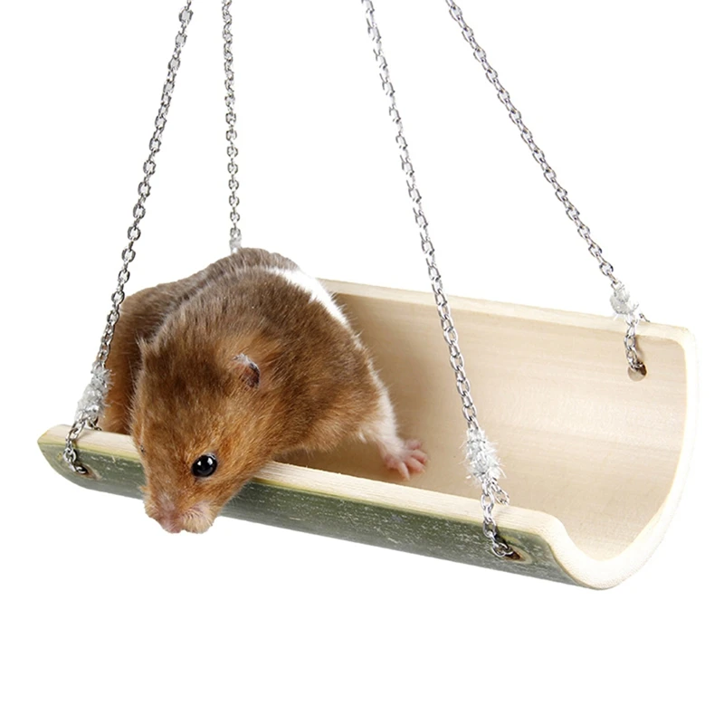 Hamster Bamboo Swing Toy Small Animals Exercise Playing Pet Wood Hammock Nest Hanging Cage | Дом и сад