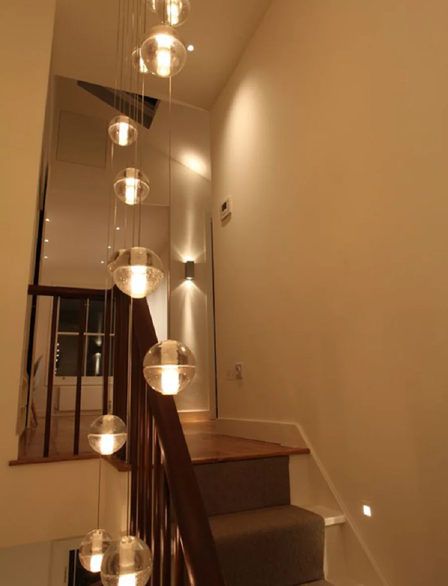 1 3 5 7 14  Led crystal ball pendant modern chandelier suspension sconce Omer Arbel design stairs hanging lights on string