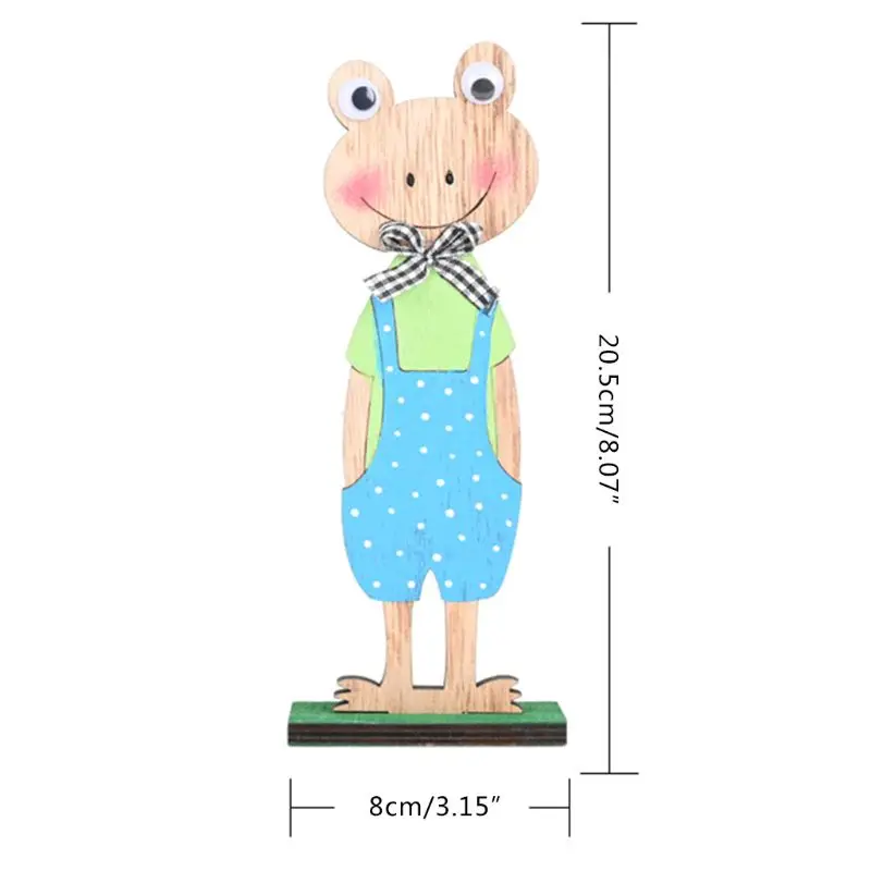 

2Pcs Cartoon Wooden Easter Frog Table Decoration DIY Crafts Home Ornament Gifts 831F