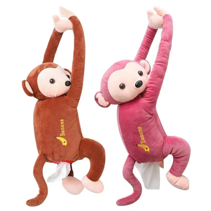 

Kids Animal Monkey Toy Creative Cartoon Monkey Car Hanging Paper Napkin Tissue Box Cover Holder Portable Paper Box