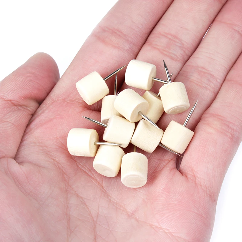 10/20 pcs Box Container Home Craft Office Wooden Thumbtack Photo Wall Cork Board Decorative Map Push Pin Drawing Nail