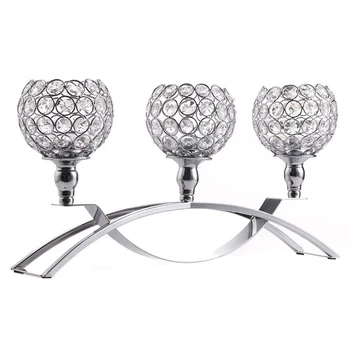

Crystal Candle Holders 3 Holders Iron Candelabra Holder Coffee Table Decorative Centerpieces for Living Room Dinning Decoration
