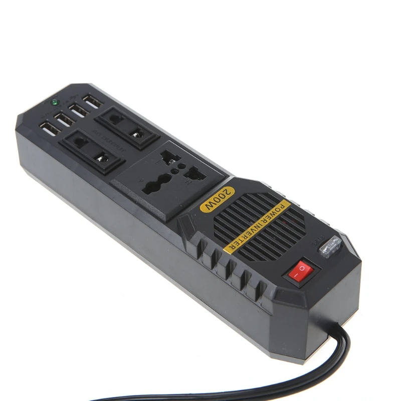 200W фары для автомобилей 4 Порты и разъёмы USB, работающего на постоянном токе 12 В в переменный ток 220V инвертор мощности автомобиля адаптер конвертер Автомобильные инверторы