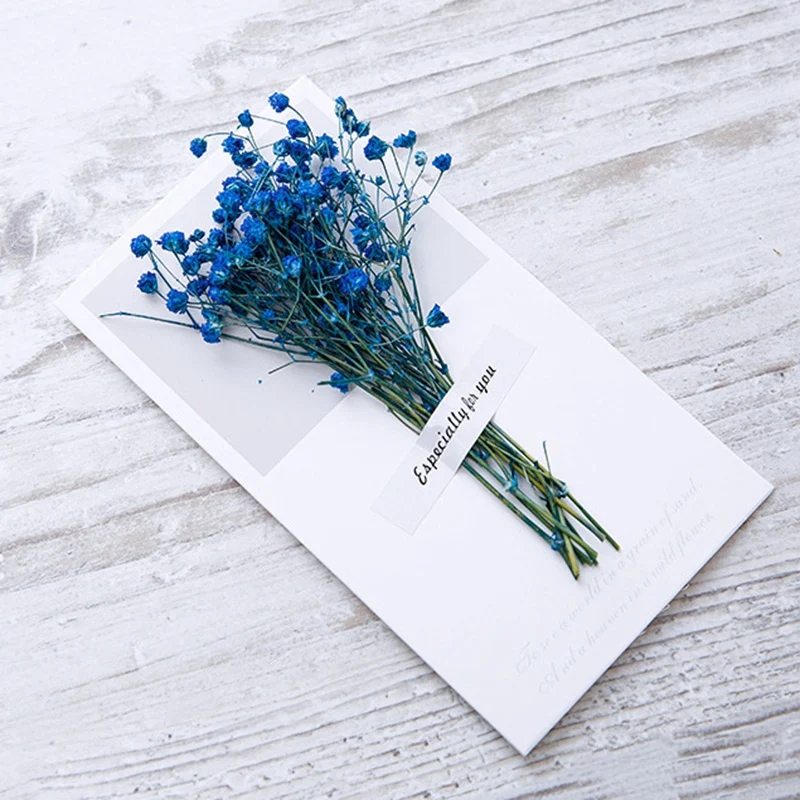 Creative Gypsophila Dried Flowers Folding Type Greeting Cards Christmas Birthday Party Wedding Invitations Dried Flowers Invitat