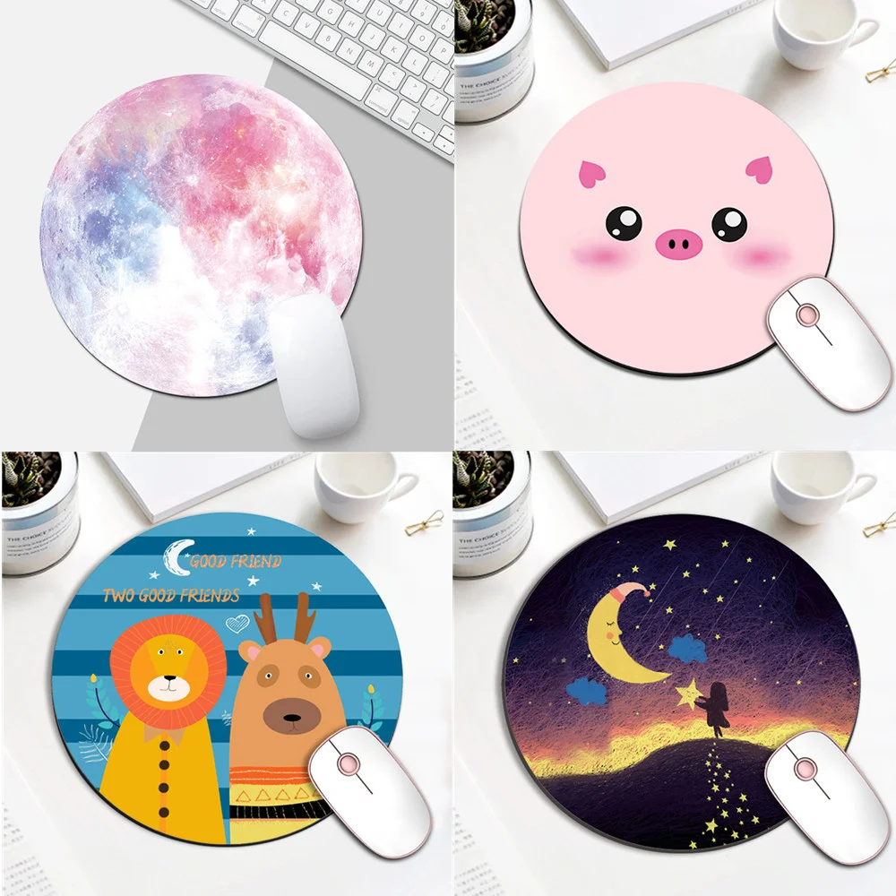 Круглый коврик для мыши Kawaii Настольный ноутбука офиса дома ПК компьютерной