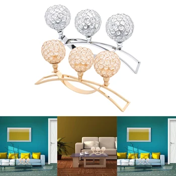 

VINTAGE Crystal Votive Candle Holders Gold/Silver 3-arm Candelabra Festive Royal Style Candlestick Decor Mother's Day Gift