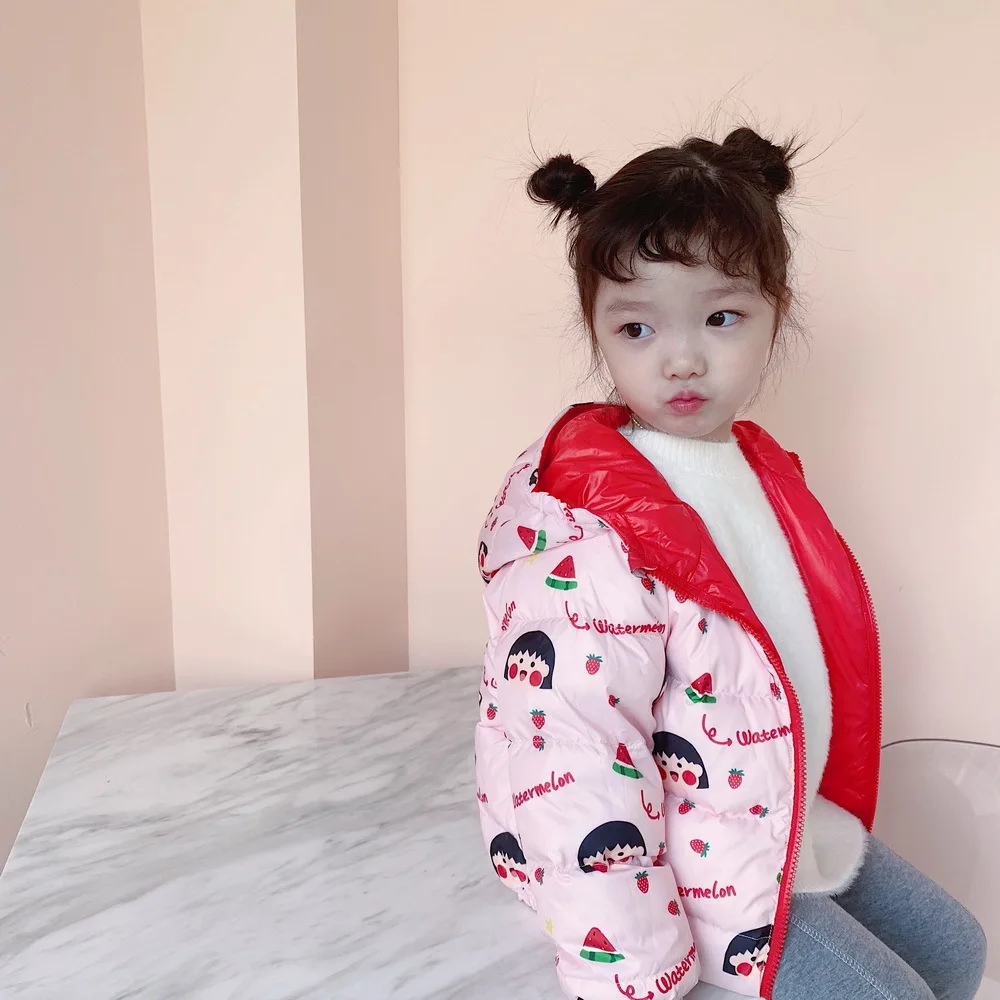 Tonytaobaby/Детская одежда Одежда для мальчиков и девочек Двусторонняя одежда ярких цветов, милый светильник с героями мультфильмов, тонкий пуховик