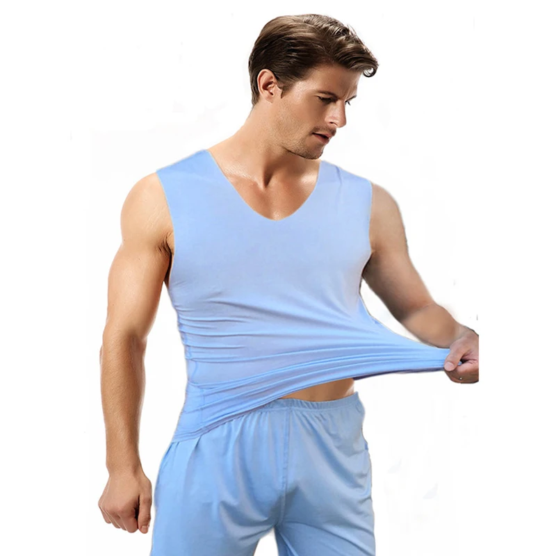 Для Мужчин's пятностойкий шёлк пижамный комплект высокого качества для взрослых мужчин нижнее белье Домашняя одежда, ночное белье Для мужчин Пижама, мягкая, удобная одежда для сна Pijama Hombre