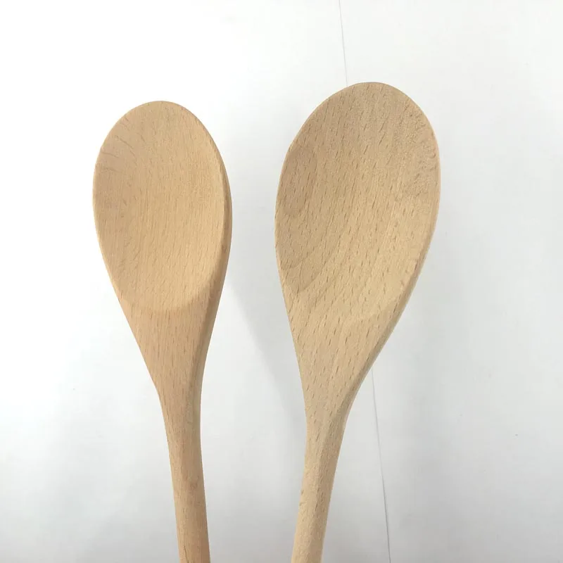 Beech Wood Stirring Spoon Solid Spoon 2PCS Set Cooking Mixing Stirring Kitchen Gadget Wooden Utensil Wooden Cuisine Tools