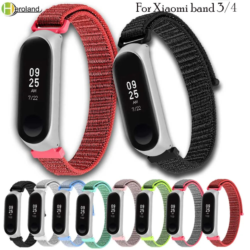 

Nylon loop Bracelet For Xiaomi Mi Band 4 watchStrap smart band accessories for Xiaomi Mi Band 3 Replacement bracelet+Metal Case