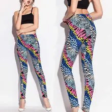Женские неоновые леггинсы больших размеров 80s с принтом животных, зебры, леопарда, тонкие винтажные леггинсы для фитнеса, косплея, вечерние штаны со средней посадкой
