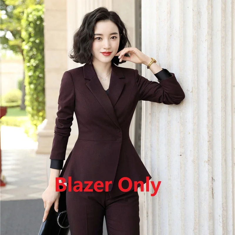 Blazer Only Модный деловой женский пиджак и куртки винно-красного цвета с длинными рукавами для офиса, Женская рабочая одежда, одежда OL Styles - Цвет: Blazer Only