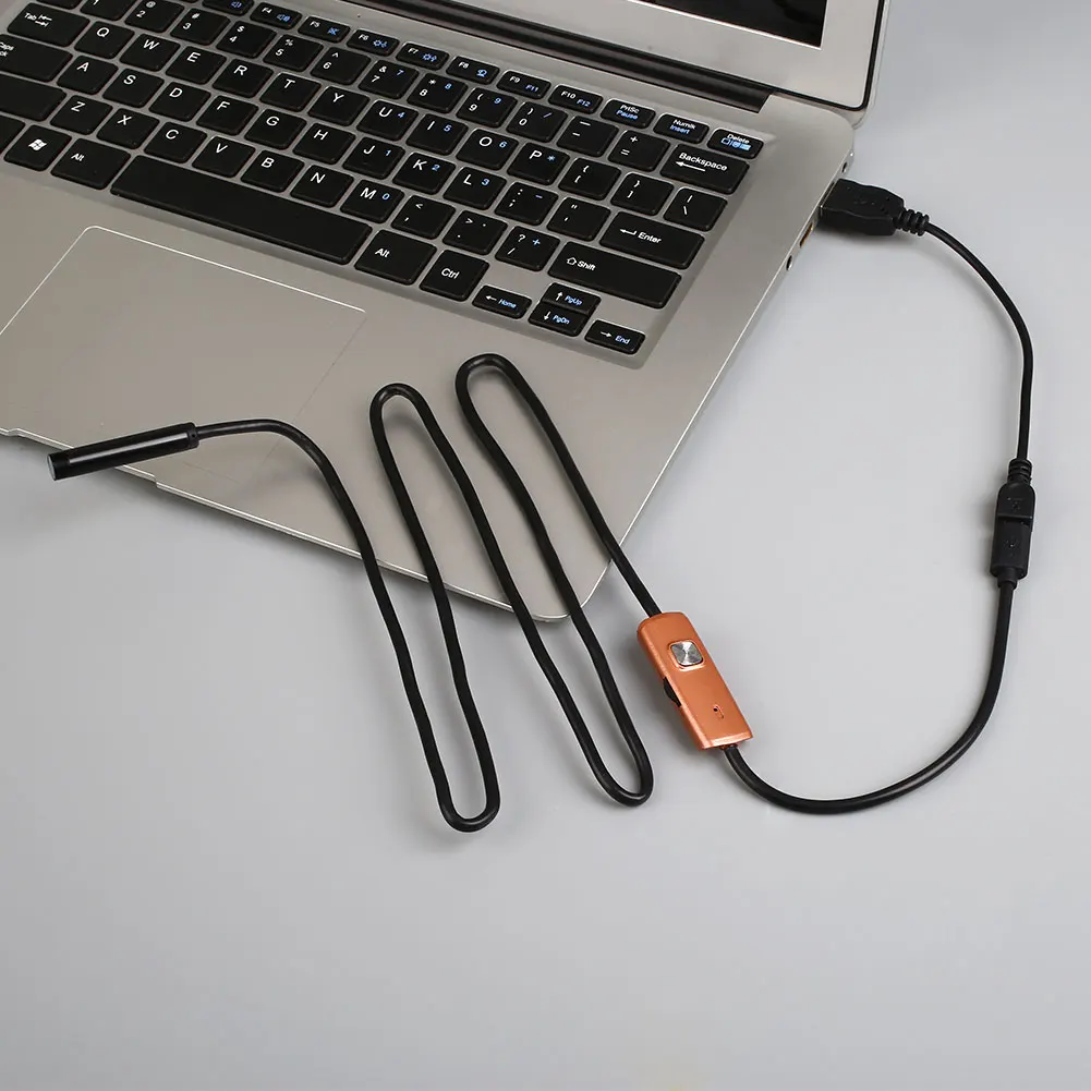 Эндоскоп для фотосъемки OTG USB камера для Android 1 м 7 мм золото осмотр жесткий кабель Водонепроницаемый мини бороскоп телефон