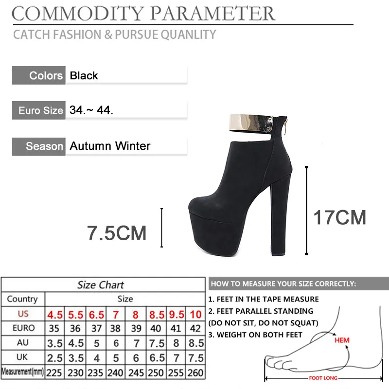 BYQDY/женские ботинки на платформе и не сужающемся книзу массивном высоком каблуке в стиле панк; ботинки в стиле милитари; мягкие ботильоны с металлическим украшением; сезон осень-зима; слипоны