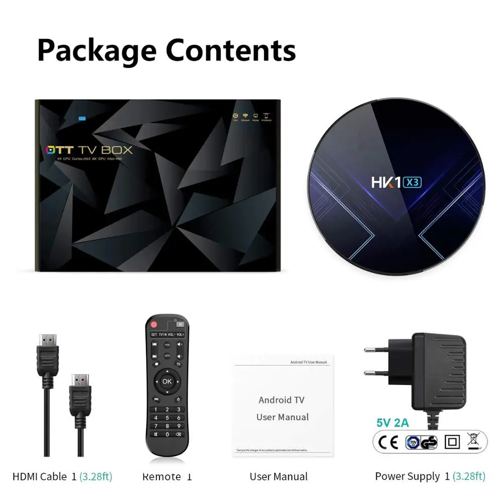 HK1 X3 Android 9,0 Smart tv BOX Amlogic S905X3 4 Гб ОЗУ 128 Гб 5G Wifi BT4.0 1000M LAN USB3.0 H.265 8K ТВ-приставка медиаплеер