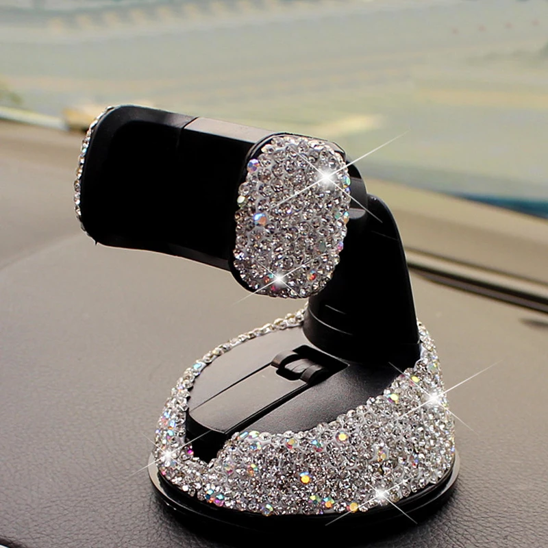 Frienda Bling Car Phone Holder Mini Car Air Vent Cellphone Mount 360°  Adjustable Automatic Car Stand Phone Holder Rhinestone Crystal Convenient  Universal Car Accessories for Women and Girls (White) price in UAE