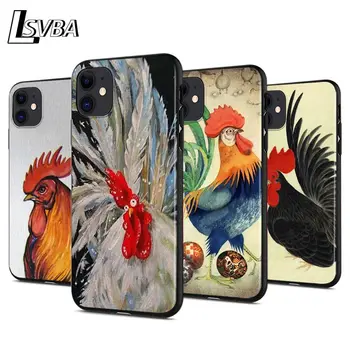 

Cute Running Rooster Anti-fall Silicone Phone Case For iPhone 11 Pro XS Max X XR 6S 6 7 8 Plus 5S Soft Black Cover Capa