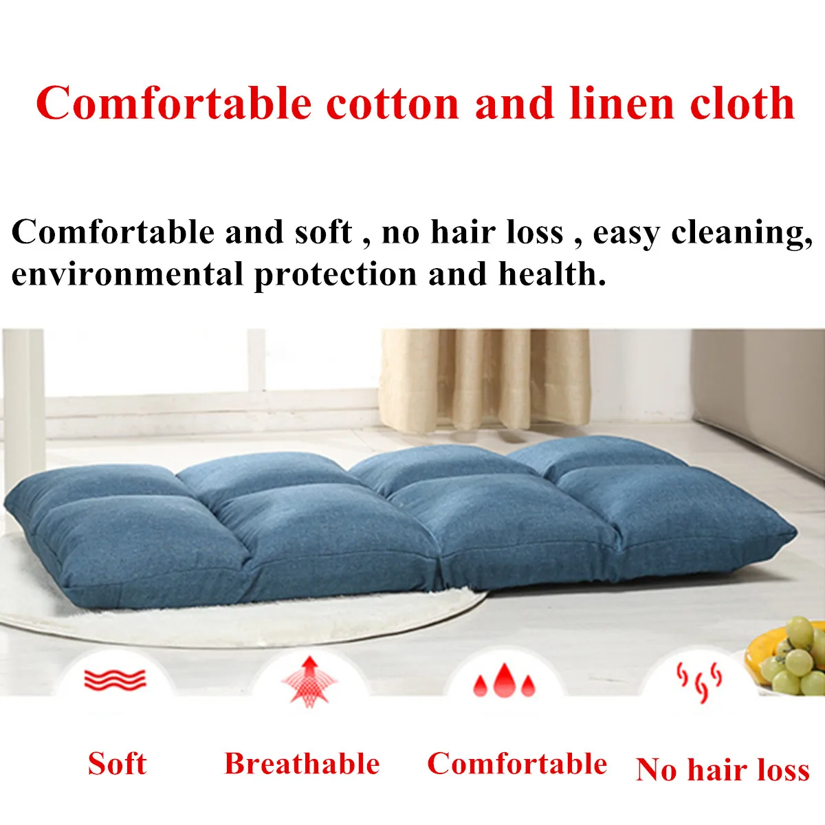  Large Small Lazy Sofa Tatami Bed Folding Back Single Bedroom Small Bed Room Balcony Net Red Chair P - 4000345928673