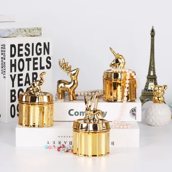 

Ceramic Storage Bottles Jars Gold Storage Box Home Organization Office Decoc Desktop Organization