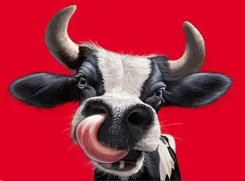 

More style Painting Animal Red Cows Art Film Print Silk Poster Home Wall Decor 24x36inch