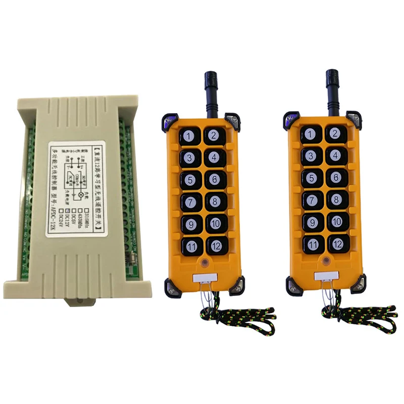 

3000m DC12V 24V 12CH Radio Controller RF Wireless Remote Control Overhead travelling crane System Receiver+ number keys Remote