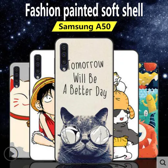 For Samsung A50 phone case cartoon cute coloured drawing all-inclusive anti-fall silicone scrub soft shell protection sleeve |