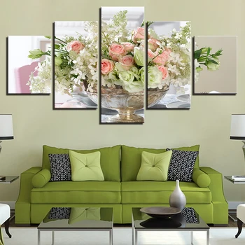 

Diy 5D Diamond Home Decor Embroidery 5 Pcs Painting Rose White Pink Picture Flower Cross Stitch Full Round Drill Wall Sticker