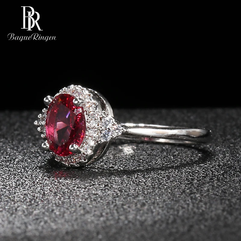 Bague Ringen, серебро 925, кольца для женщин, хорошее ювелирное изделие с драгоценными камнями, Овальный Рубин, циркон, модный юбилей, женский подарок