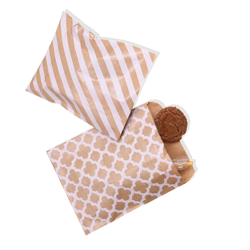  25/50pcs 18*13cm Kraft Paper Bags Wave Stripe Dot Gift Bag for Wedding Birthday Candy Snack Bag Fes - 4000216288422