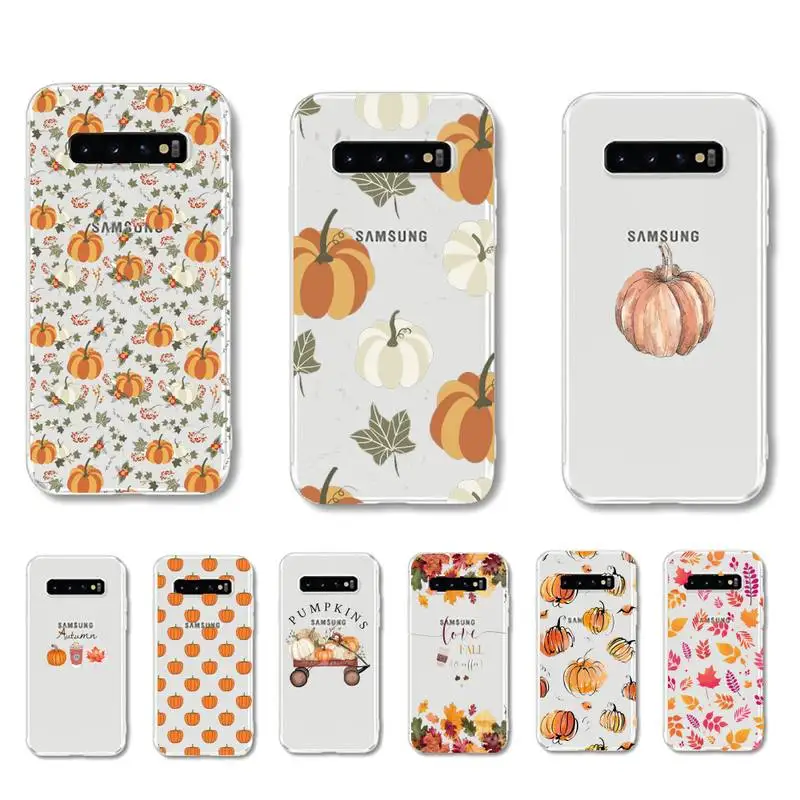 Тыква осень чехол для телефона Samsung Galaxy s5 S6 S7 edge plus S8 S9 S10 S20 плюс S10lite 2020 прозрачный
