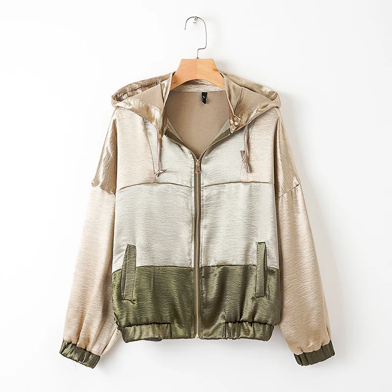 

2019 Europe And America Spring Clothing New Products Mixed Colors Hooded Sportswear Zipper Jacket A8us18317-16
