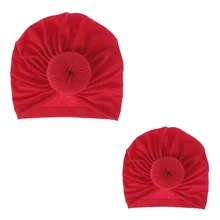 Fashion Mommy and Baby Cotton Round Ball Flower Hat Women Caps Girls Newborn Turban Knot Kids Adult Headwear Hair Accessories 