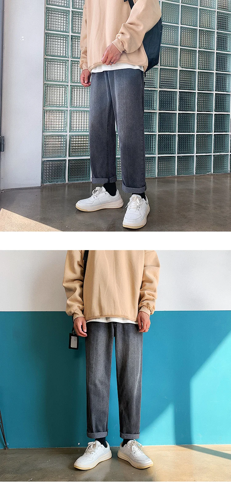 Мужская Мода Тренд мешковатые Homme классические потертые джинсы Bf ветер черный/синий цвет повседневные брюки байкерские джинсовые брюки Размер M-2XL
