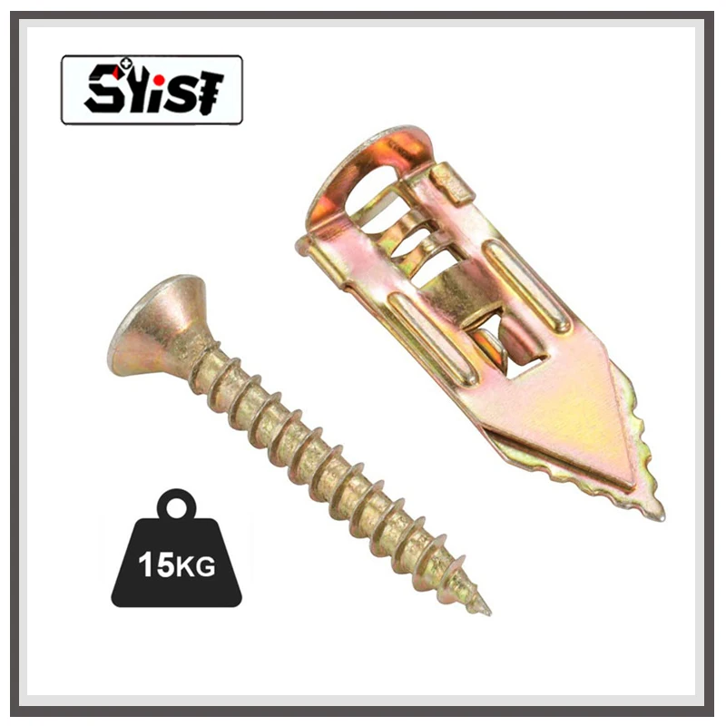 200PCS Hammer in Metal Drywall Anchors 10x30mm with Self Tapping Screws Kit Drilling Plasterboard Wall Fixing Plug | Обустройство